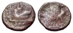 Ancient Coins - Crete, Lyttos (III century B.C.) Æ 12mm. Eagle / Boar's head. VERY RARE