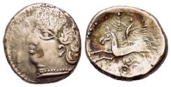 Ancient Coins - CENTRAL GAUL. Bituriges Cubi. Circa 80-50 BC. EL Stater, Abucatos. R/ Celticized horse, eagle with spread wings standing facing