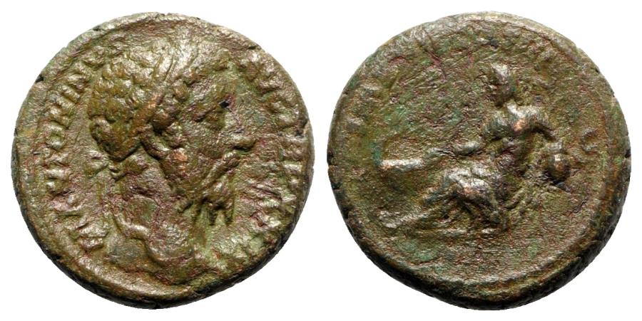 Ancient Coins - Marcus Aurelius (161-180). Æ As - R/ Tiber