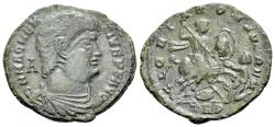 Ancient Coins - Magnentius (AD 350-353). Æ Centenionalis. Treveri, AD 350. R/ Magnentius on horseback