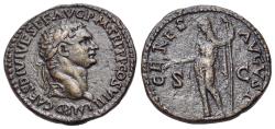 Ancient Coins - Domitian (AD 81-96) Æ As, Lugdunum or Uncertain Thracian mint. R/ CERES  RARE