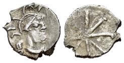 Ancient Coins - Constantine IV Pogonatus (668-685). AR Half Siliqua. Italian mint. Helmeted, draped and cuirassed bust of Constantinopolis. R/ Large TX monogram. VERY RARE