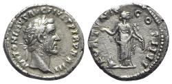 Ancient Coins - Antoninus Pius (138-161). AR Denarius. Rome, AD 160. R/ FORTUNA