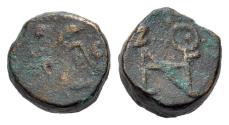 Ancient Coins - Zeno (AD 474-491). Æ 8mm. Constantinople. R/ MONOGRAM