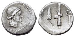 Ancient Coins - ROME REPUBLIC C. Norbanus. 83 BC. AR Denarius R/ Fasces between grain ear on left and caduceus on right.
