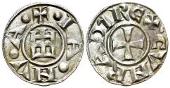 Ancient Coins - Crusader ITALY. Genova (Genoa), Republic, c. 1139-1339. AR Denaro. Castle / Cross