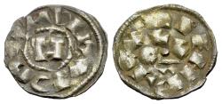 World Coins - CRUSADER Italy, Lucca. Enrico III, IV or V (1039-1125). AR Denaro. Monogram. R/ LVCA.