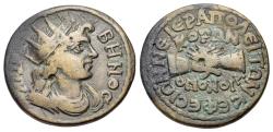 Ancient Coins - PHRYGIA. Hierapolis. Pseudo-autonomous. Time of Philip I 'the Arab' (244-249). AE 23mm R/ Two hands clasped