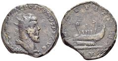 Ancient Coins - Postumus. Romano-Gallic Emperor, AD 260-269. Æ Double Sestertius. Colonia Agrippinensis Mint, ca. A.D. 261. R/ GALLEY