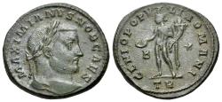 Ancient Coins - Galerius (as Caesar, AD 293-305). Æ Follis. Treveri, circa 298-299. Found at Stretton-on-Fosse