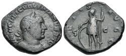 Ancient Coins - Valerian I (AD 253-260) Æ Sestertius. Rome mint. 1st emission, AD 253-254 R/ VIRTUS