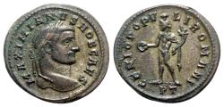 Ancient Coins - Galerius (Caesar, 293-305). Æ Follis - Ticinum - R/ Genius