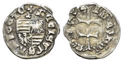 World Coins - Hungary. Sigismund I (1506-1548). AR Denar. Patriarchal cross diviniding. R/ Hungarian arms