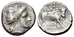 Ancient Coins - ITALY Southern Campania, Neapolis, c. 350-275 BC. AR Didrachm R/ Man-headed bull