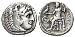Ancient Coins - KINGS of MACEDON. Demetrios I Poliorketes. 306-283 BC. AR Drachm. In the name and types of Alexander III. Miletos mint. Struck circa 295/4 BC.