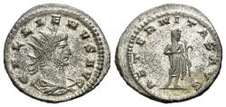Ancient Coins - Gallienus (253-268). BI Antoninianus. Antioch. Radiate bust r. R/ AETERNITAS AVG Saturn.