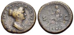 Ancient Coins - Julia Titi (Augusta, AD 79-90/1). Æ Dupondius. Rome mint. Struck under Titus, AD 80-81. R/ VESTA