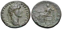 Ancient Coins - Antoninus Pius (AD 138-161). Æ Sestertius. Rome, 141-3. R/ SALUS