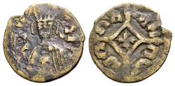 Ancient Coins - AXUM. Hataz (Hethasa). (600-circa 620). Æ 16mm. Crowned facing bust R/ Cross within lozenge.