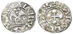 Ancient Coins - CRUSADERS France, Provincial. Valence et Die, Uncertain Bishop, 13th century AD. AR Denier. Angel R/ Cross