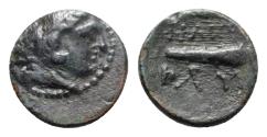 Ancient Coins - Kings of Macedon, Philip II (359-336 BC). Æ 11mm. Head of Herakles R/ Club RARE
