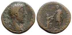 Ancient Coins - Marcus Aurelius (161-180). Æ Sestertius - Rome - R/ Emperor with Italia