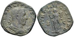 Ancient Coins - Philip I (244-249). Æ Sestertius. Rome, AD 247. R/ FELICITAS