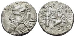 Ancient Coins - Kings of Parthia. Vologases IV (AD 147-191). AR Tetradrachm. Seleukeia on the Tigris mint.