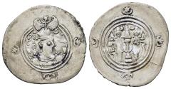 Ancient Coins - Sasanian Kings of Persia. Khusru II (591-628). AR Drachm. MI (Mishan).