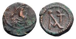 Ancient Coins - Anastasius I (491-518). Æ Nummus. Constantinople, 491-498. R/ Monogram of Anastasius