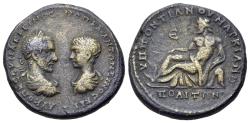 Ancient Coins - Moesia Inferior, Marcianopolis. Macrinus, with Diadumenian. Æ Pentassarion. Bust of Macrinus on l. vis-à-vis bareheaded Diadumenian. R/ River-god Istrus.