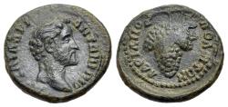 Ancient Coins - Thrace. Hadrianopolis. Antoninus Pius (AD 138-161). Æ 18mm R/ Bunch of grapes.