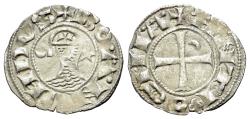 Ancient Coins - Crusaders, Antioch. Bohemund III (1163-1201). AR Denier. Helmeted and mailed head R/ Cross pattée