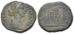 Ancient Coins - Diva Faustina Junior (died 175-176). Æ Sestertius. Rome, AD 176. R/ ALTAR
