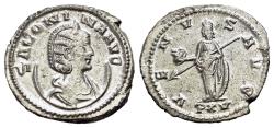 Ancient Coins - Salonina (wife of Gallienus, AD 254-268). BI Antoninianus. Antioch mint. Struck 267 AD. FULLY SILVERED EXTREMELY FINE