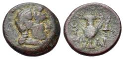 Ancient Coins - ISLANDS OFF THRACE, Lemnos. Hephaistia. Circa 280-190 BC. Æ Dichalkon R/ Kantharos EXTREMELY RARE