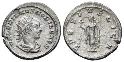 Ancient Coins - Valerian II (Caesar, AD 256-258). AR Antoninianus.  Antioch mint.  R/ SPES PVBLICA