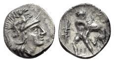 Ancient Coins - Italy, Apulia, Tarentum (ca. 380-325 BC) AR Diobol. R/ Herakles standing