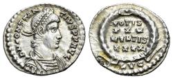 Ancient Coins - Constantius II (AD 337-361). AR Siliqua. Lugdunum (Lyon) mint. Struck AD 360-361. R/ VOTIS/ XXX/ MVLTIS/ XXXX