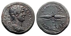 Ancient Coins - Hadrian (117-138). Koinon of Macedon. Æ - R/ Winged thunderbolt