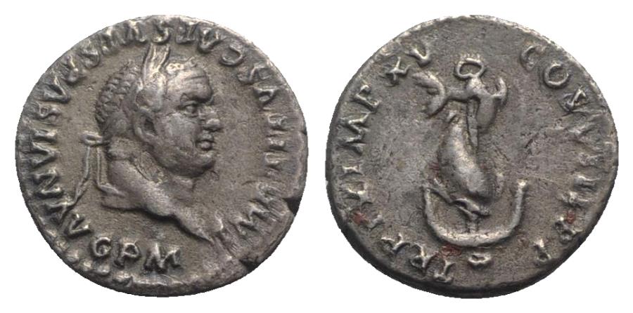 Titus (79-81). AR Denarius - Rome - R/ Dolphin on anchor | Roman ...