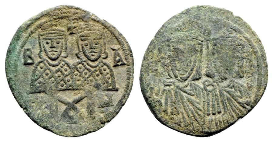 Leo Iv With Constantine Vi Leo Iii And Constantine V 775 780 Ae 40 Nummi