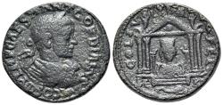 Ancient Coins - Gordian III (AD 238-244). Phoenicia, Berytus. Æ 28mm R/ Facing bust of Astarte within tetrastyle temple