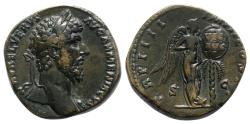 Ancient Coins - Lucius Verus (161-169). Æ Sestertius - Rome - R/ Victory