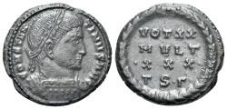 Ancient Coins - Constantine I (AD 307/310-337). Æ Nummus. Thessalonica, 318-9. R/ VOT XX/ MVLT/ XXX/