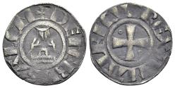 Ancient Coins - Crusaders, Latin Kingdom of Jerusalem. Amaury (1163-1174). BI Denier. Jerusalem. Church of the Holy Sepulcher. R/ Cross