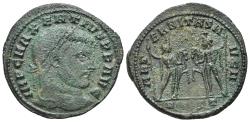 Ancient Coins - Maxentius (AD 307-312). Æ Follis. Ostia, 309-312. R/ The DIOSCURI