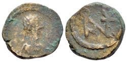 Ancient Coins - Anastasius I (491-518). Æ Nummus. Constantinople R/ MONOGRAM