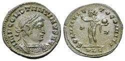 Ancient Coins - Constantine I (AD 307/310-337). Æ Nummus - Follis. Lugdunum, 314-5. R/ SOL Ex trésor de Chitry, exemplaire n 1825
