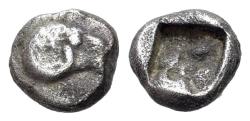 Ancient Coins - Troas, Kebren, c. 5th century BC. AR Obol. Head of ram. R/ Stellate pattern. Unpublished in the standard references